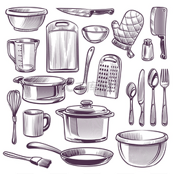 烹饪涂鸦图片_厨房用具。