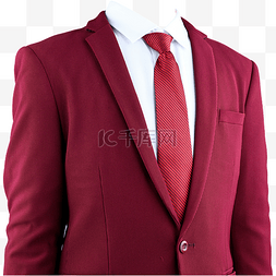 背心的男人图片_半身红西装摄影图白衬衫有领带