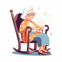 坐在月亮的小孩图片_坐在摇椅上的老奶奶