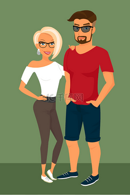 白肤图片_时髦的家伙和女友戴着眼镜的白肤