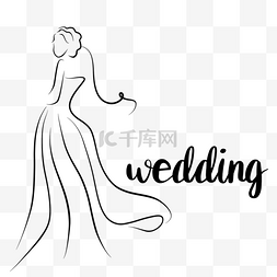 抽象黑白线条图片_抽象线条婚纱礼服新娘勾勒线条