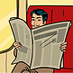 男人看报纸在火车波普艺术风格矢量
