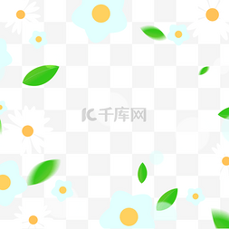 小雏菊图片_清新绿色树叶与白色小雏菊春天植