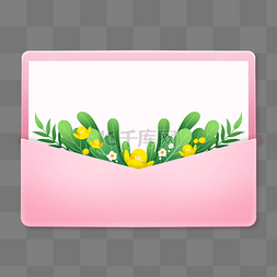 女神节图片_春季春天绿色植物粉色信封信件边