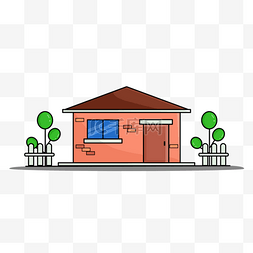 平面卡通红色房子插图