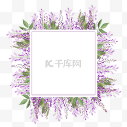 水彩紫藤花卉紫色边框
