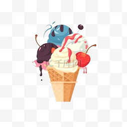 冰淇淋零食图片_四球冰淇淋美食充饥零食美味