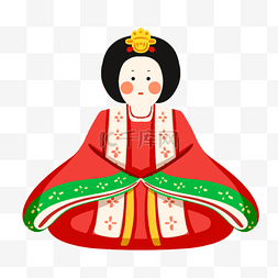 人偶娃娃图片_日本女儿节红色长袍娃娃