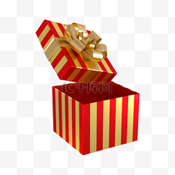 3d立体婚礼装饰图片_红金条纹3d节日礼物盒