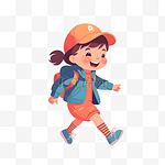 卡通可爱女孩跑步玩耍