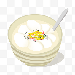 竹筒年糕图片_勺子餐具年糕汤韩国美食插图
