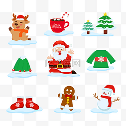 圣诞老人鹿雪人图片_圣诞节日可爱人物动物装饰