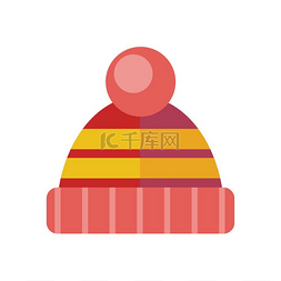 扁平冷图片_冬季针织红色帽子头罩矢量冬季红