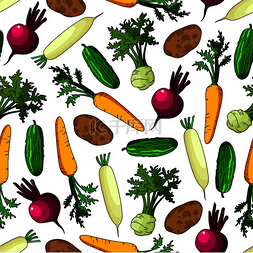 绿色桌布图片_蔬菜无缝背景农场黄瓜胡萝卜土豆