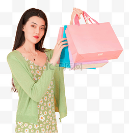 购物袋的女人图片_手提购物袋的女人