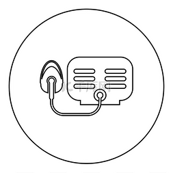 医疗设备带图片_雾化器带有圆形圆形黑色矢量插图