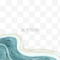 蓝绿色海水图片_手绘蓝绿色海水沙滩边框图