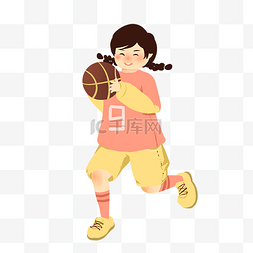黄粉色团图片_粉色球衣打篮球的女孩