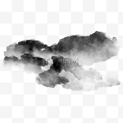 水墨山水黑白图片_黑白水墨云朵