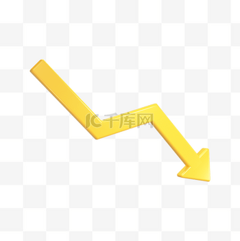 向下图片素材3d黄色向下箭头折线图
