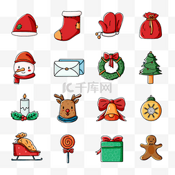 餐饮icon图片_可爱卡通圣诞圣诞节装饰套图
