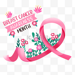 丝带乳腺癌图片_乳腺癌宣传月粉色的花卉医疗保障