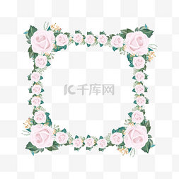 方形粉色花卉植物边框