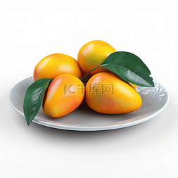 橙色盘子图片_放在盘子里的芒果