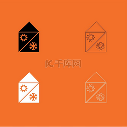 冬天首页冬天图片_家庭制冷和供暖系统设置图标。