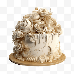 蛋糕雕花图片_精致雕花奶油生日蛋糕