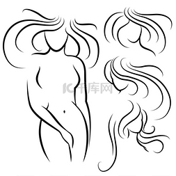 发型女图片_优雅的女人剪影和发型。