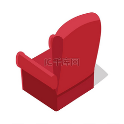红色经典图标图片_等距家用扶手椅。
