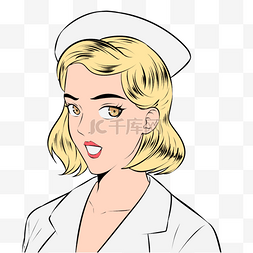 青年AI矢量插图图片_女性护士波普风格卷发