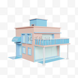 3D立体C4D建筑房子别墅