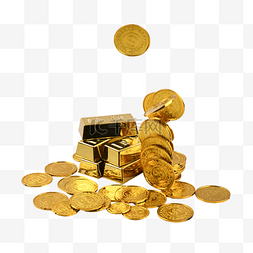 经济财富金条硬币金币堆