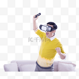 VR体验虚拟眼镜科技男人沙发