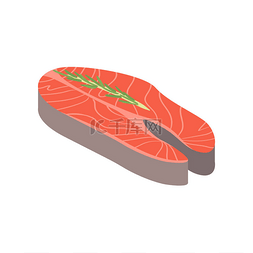 手绘烧烤卡通图片_生鱼牛排与绿色调味品，烧烤派对