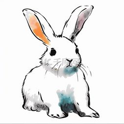 蜡笔手绘可爱兔子