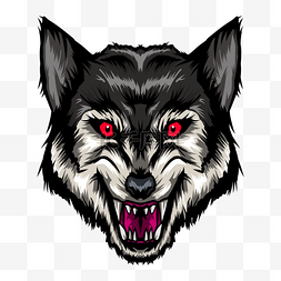 狼眼睛图片_愤怒红色光效眼睛深灰色狼头图案