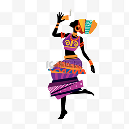 女人优雅图片_紫红色服饰非洲黑人女人抽象