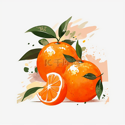 橙色添加按钮图片_橙色手绘水果橙子