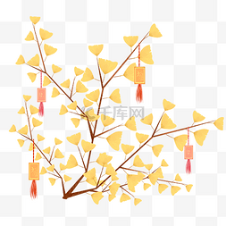 秋天树叶树枝银杏树福袋