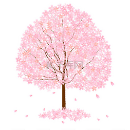 手绘樱桃树图片_樱花的粉红色背景