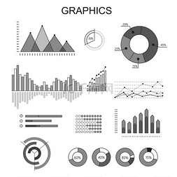 演示图形图表元素图片_黑白图形海报，带有圆形、矩形上