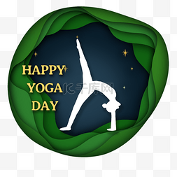 绿色剪纸国际瑜伽日
