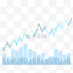 股票k线图片_股票k线图上升趋势商业市场蓝色