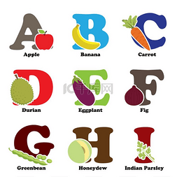 按字母顺序从 A 到 I 的水果和蔬菜