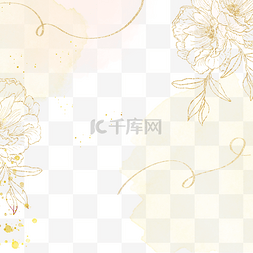 素描金线春季花卉边框