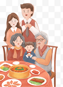春节一家人吃年夜饭