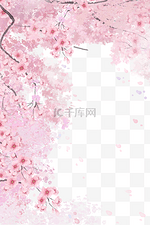 二十四节气春天春季樱花竖版海报边框